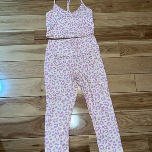 Pink and Cream Leopard Print Leggings and Top